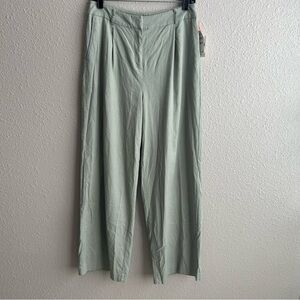 NEW Open Edit Olive Green Halo Linen Blend Stretch Wide Leg Trouser Pants - NWT